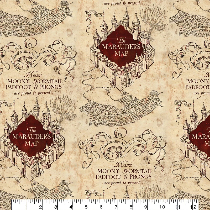 Harry Potter™ Tan Marauder's Map™ Cotton Fabric