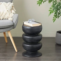 18" Black Wood Handmade Bubble Inspired Accent Table