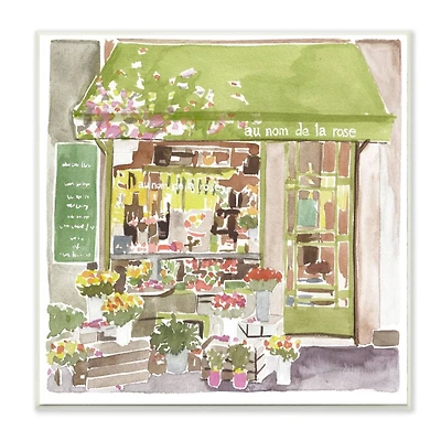 Stupell Industries Paris Flower Shop Green Watercolor Painting Wall Plaque