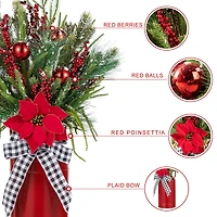 Glitzhome® 35" Christmas Poinsettia Floral Porch Tree in Red Container