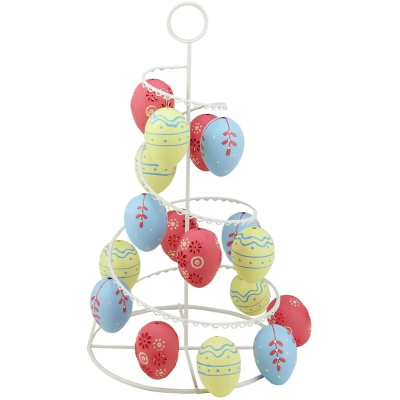 Pastel Yellow, Blue and Pink Floral Cut-Out Easter Egg Tree