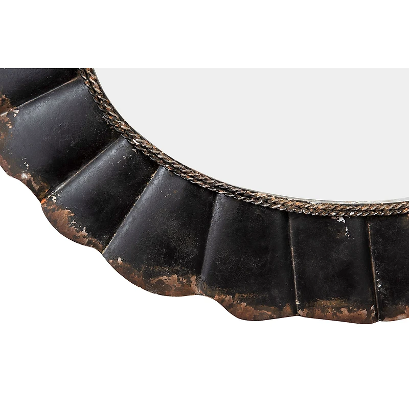 Hello Honey® 31" Black Oval Scalloped Metal Mirror