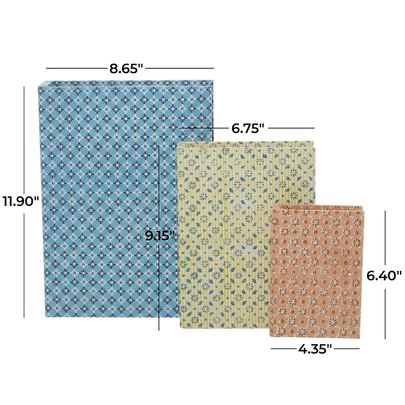 Floral Canvas Faux Book Box Set