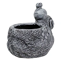 15.5" Gray Snail, Flower, & Ladybug Outdoor Garden Planter