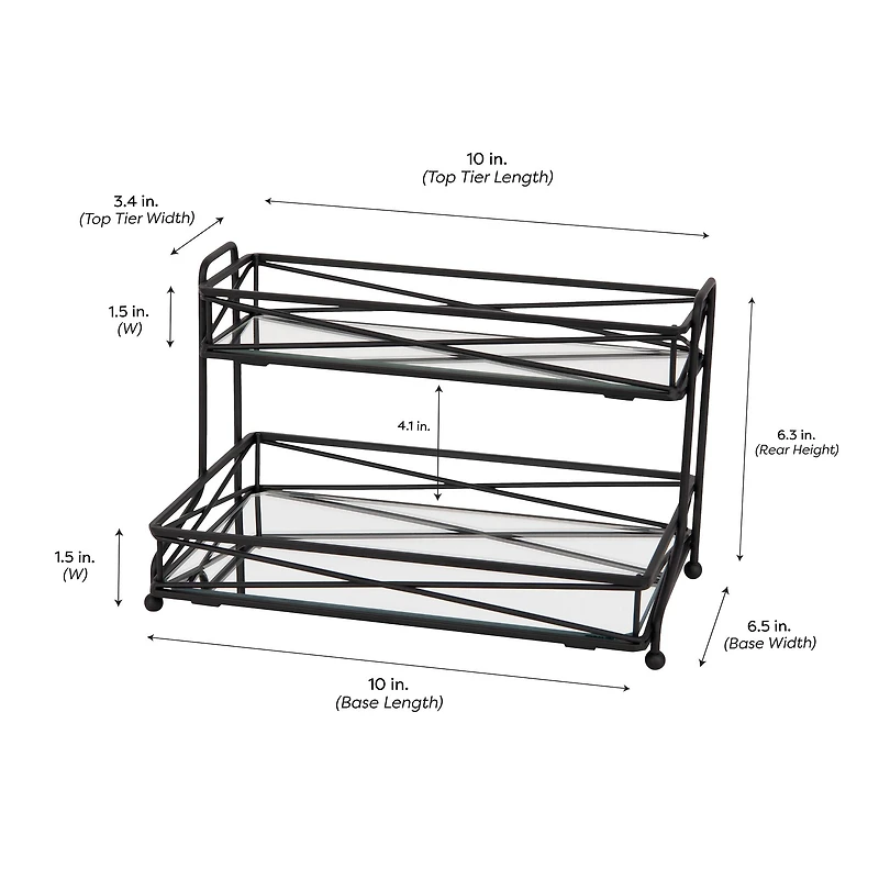 Home Details Matte Black 2-Tier Vanity Tower