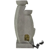 43.5" Gray Fiberglass 4-Tier Fountain with LED Light