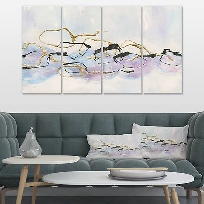 Designart - Gold Lines on Pastel I