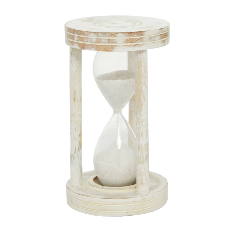 12" White Mango Wood Hourglass Timer