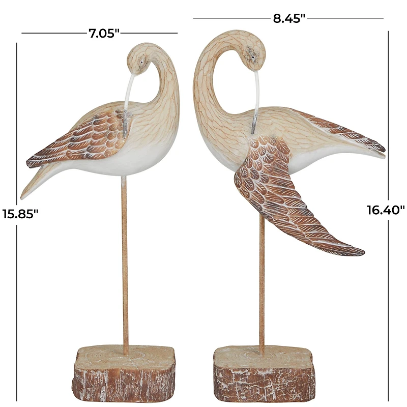 Brown Standing Bird Sculpture Set