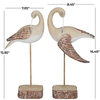 Brown Standing Bird Sculpture Set