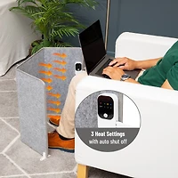 Mind Reader Under Desk Space Heater, Foldable Electric Foot Warmer Panel with Thermostat, Timer & Auto Shut Off, Portable Heater for Office or Home, Fabric, Gray