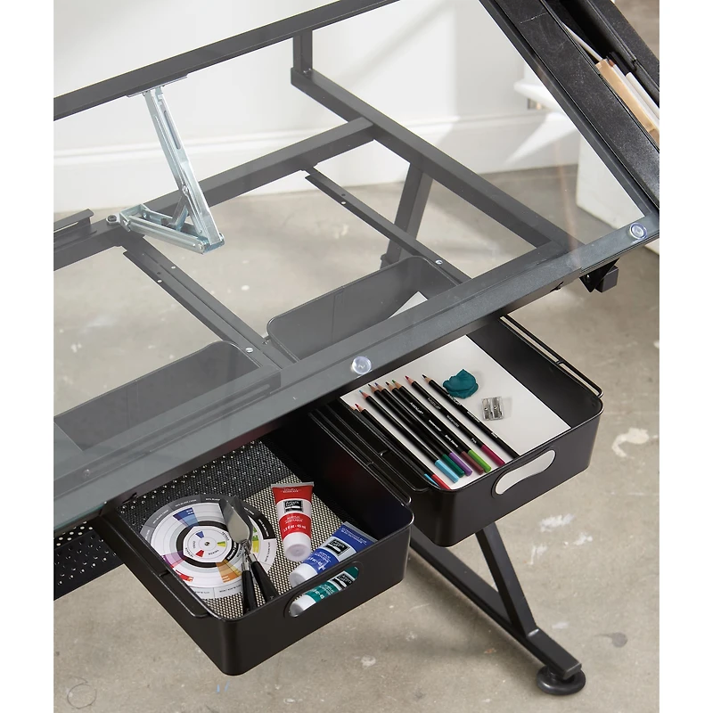 Metal & Glass Artist Table by Artist's Loft