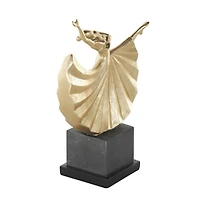 12" Gold Dancer Sculpture with Black Square Base