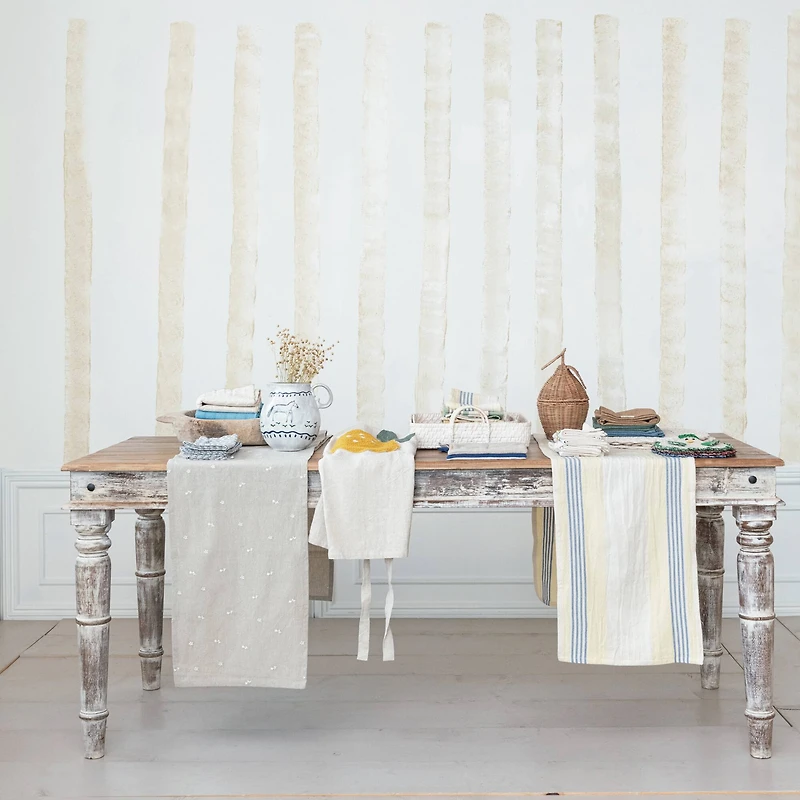 Hello Honey® 72" Blue & White Stripes Woven Cotton Table Runner