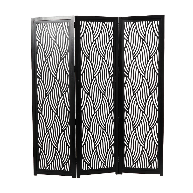 6.6ft. Black Wooden 3 Panel Room Divider Screen