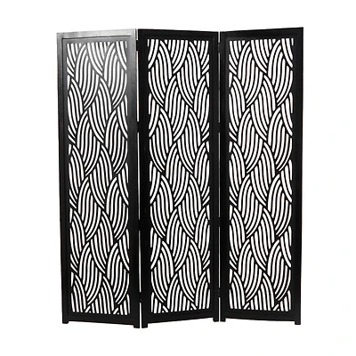 6.6ft. Black Wooden 3 Panel Room Divider Screen