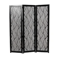 6.6ft. Black Wooden 3 Panel Room Divider Screen