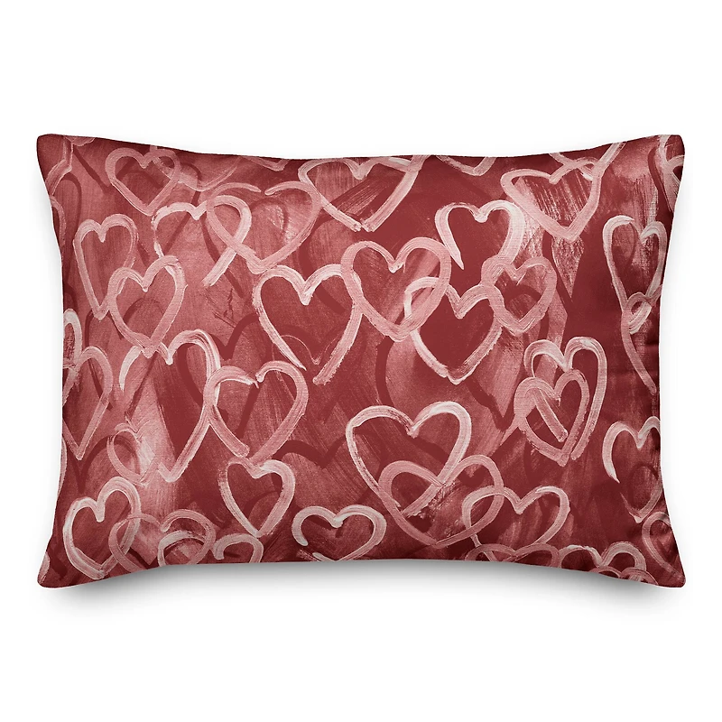 Painterly Hearts 20" x 14" Indoor / Outdoor Pillow