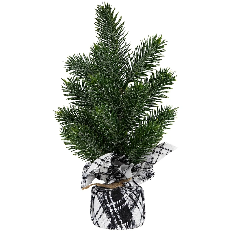 10" Unlit Iced Pine Artificial Christmas Tree Set