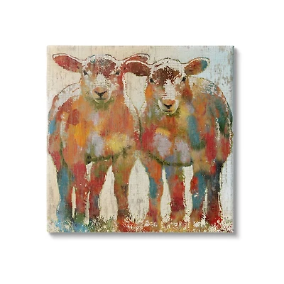 Stupell Industries Abstract Sheep Pair Contemporary Rustic Patchwork Pattern Canvas Wall Art