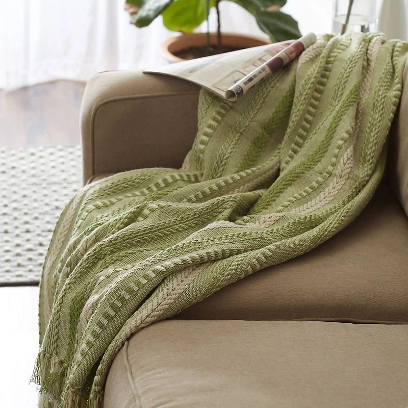 DII® Antique Green Braided Stripe Throw