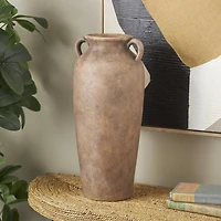 20" Copper Ceramic Antique Style Textured Vase with Handles