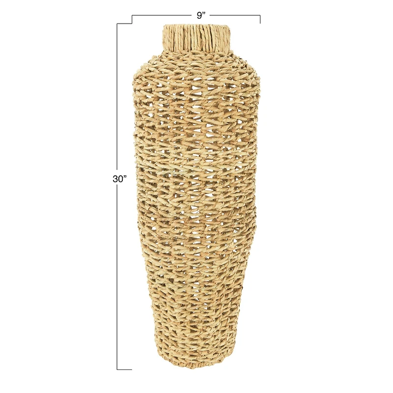 Hello Honey® 30" Handwoven Water Hyacinth & Rattan Floor Vase