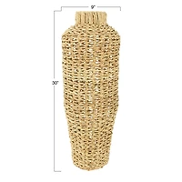 Hello Honey® 30" Handwoven Water Hyacinth & Rattan Floor Vase