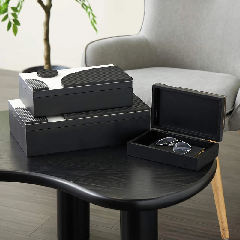 Black Wood Handmade Decorative Box Set