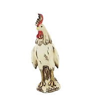 15" White Rooster Garden Sculpture