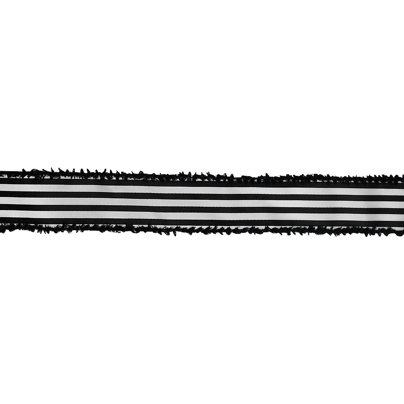 1.5" x 10yd. Black & White Striped Wired Grosgrain Ribbon by Celebrate It® Halloween