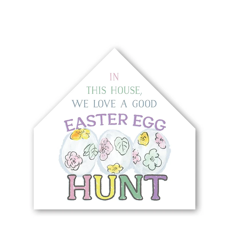 Loves Easter Egg Hunts 12" x 12" House Shaped Canvas
