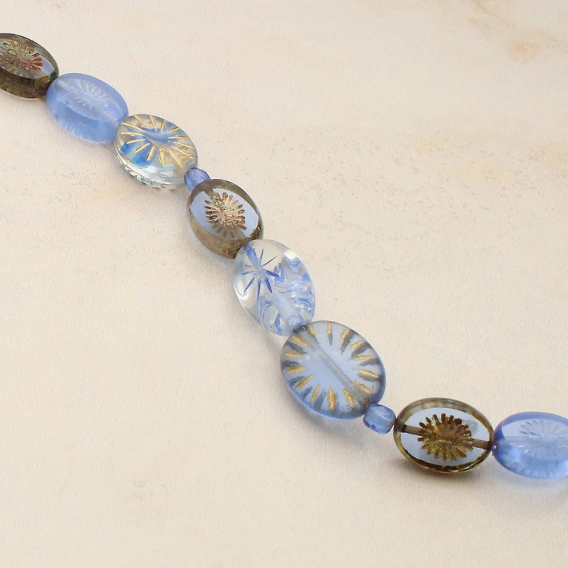 Beam Blue Czech Glass Oval Bead Mix by Bead Landing™