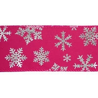 2.5" x 30ft. Hot Pink & Silver Snowflakes Wired Ribbon by Celebrate It®