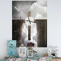 Designart Big Cross Between Two Cliffs Rectangular Wall Clock