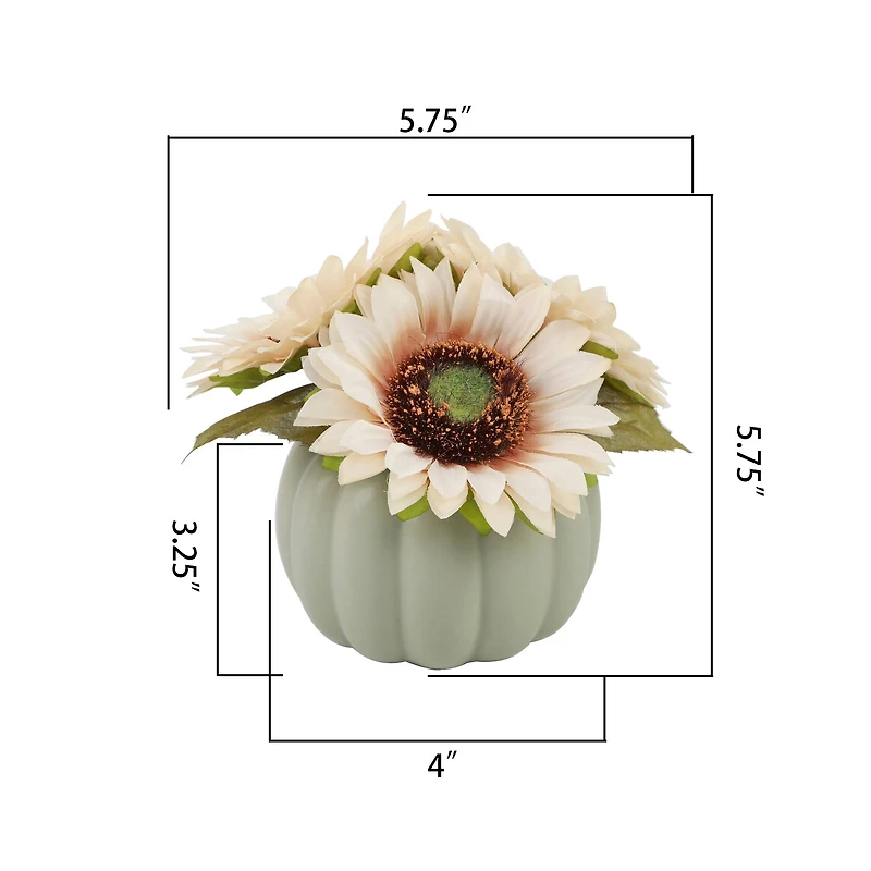 Flora Bunda® Sunflowers in Sage Ceramic Pumpkin