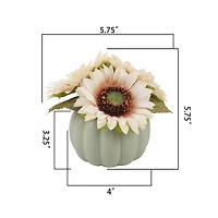 Flora Bunda® Sunflowers in Sage Ceramic Pumpkin
