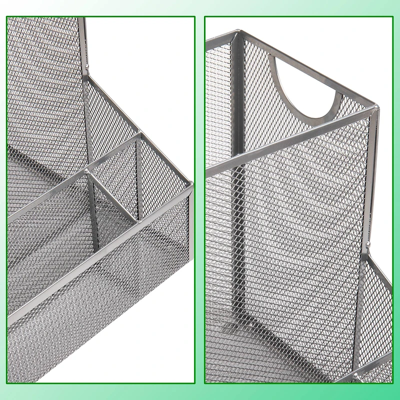 Mind Reader Network Collection Silver Metal Mesh 4-Compartment Desktop Organizer