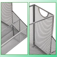 Mind Reader Network Collection Silver Metal Mesh 4-Compartment Desktop Organizer