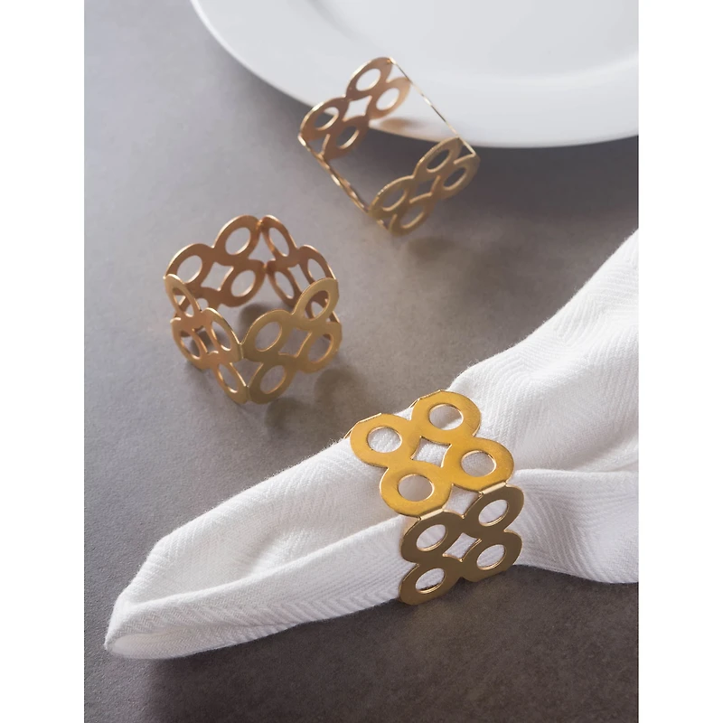DII® Gold Square Die Cut Napkin Rings, 6ct.