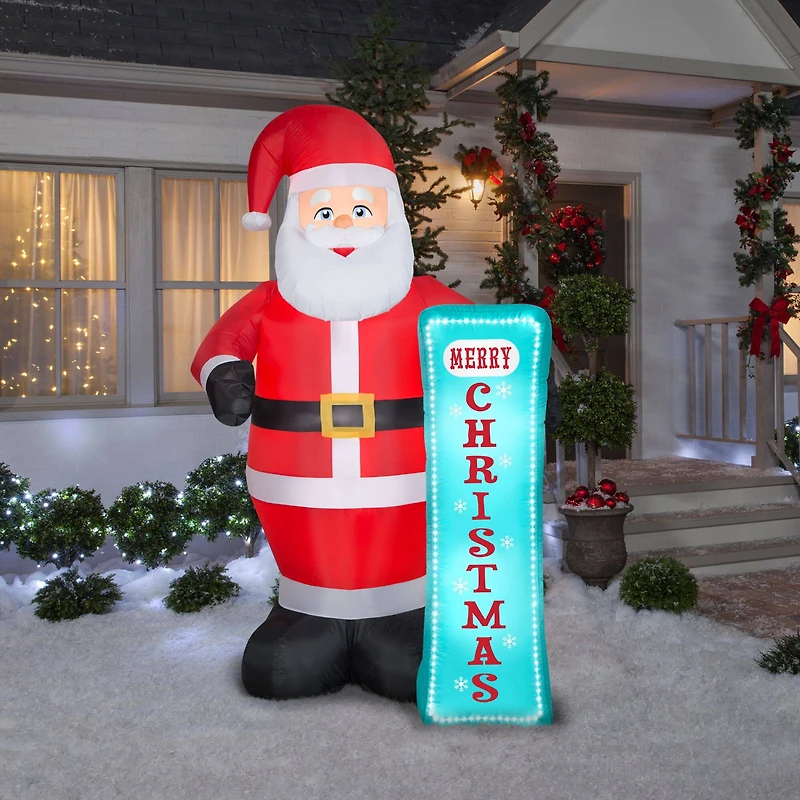 7ft. Airblown® Inflatable Christmas Santa with Sign