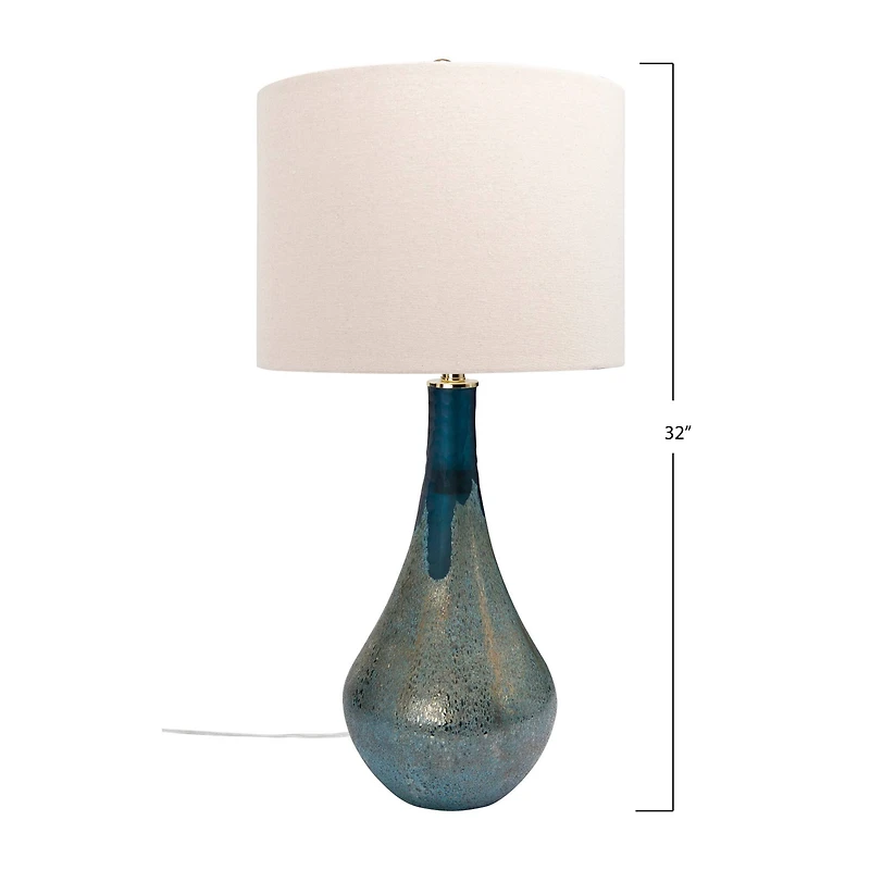 Hello Honey® 32" Opal Finished Glass Table Lamp with Linen Shade