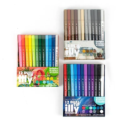 Art 101 Dual-Tip Illy Markers, 3 Packs of 12