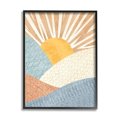 Stupell Industries Kids' Bold Sun Sunrise Rolling Hills Abstract Patterns Framed Wall Art