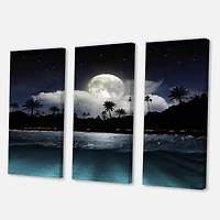 Designart - Fishing Boat Under Tropical Full Moon