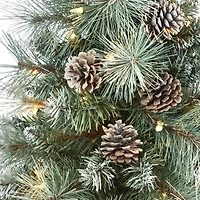 3.5ft. Pre-Lit Frosted British Columbia Mountain Pine Artificial Christmas Tree in White Planter, Clear Lights