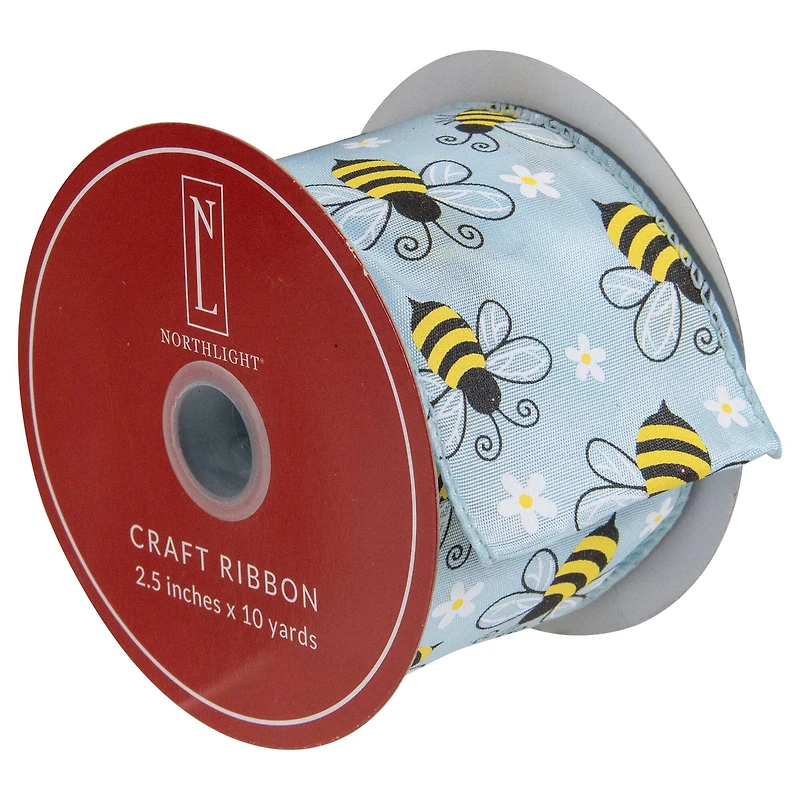 2.5" x 10yd. Bumblebee Design Wired Spring Craft Ribbon