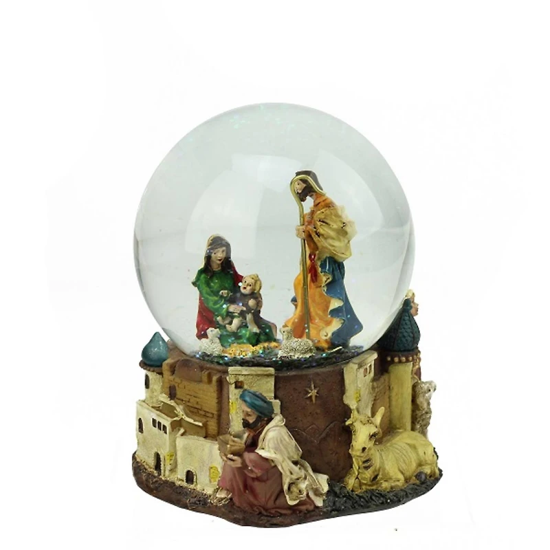 5.5" Nativity Scene Musical Snow Globe Glitterdome
