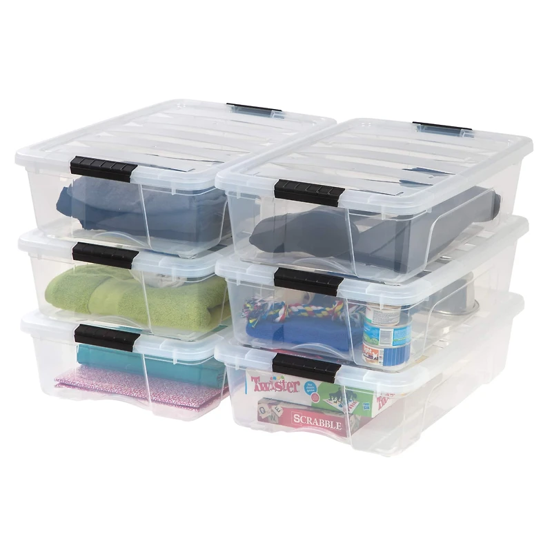 Iris® Stack & Pull™ Clear 26 Qt Box, 6 Pack