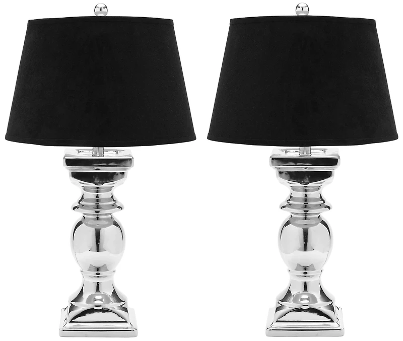 Helen Velvet Table Lamp Set in Silver
